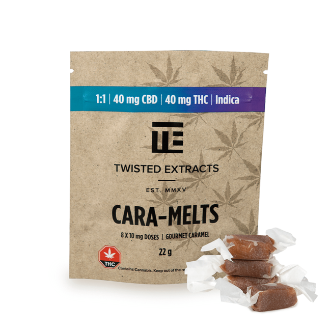 TWISTED EXTRACTS 1:1 INDICA/CBD CARA-MELTS - (40mg THC | 40mg CBD)