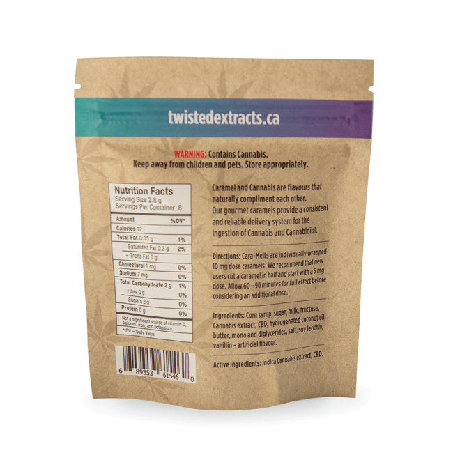 TWISTED EXTRACTS 1:1 INDICA/CBD CARA-MELTS - (40mg THC | 40mg CBD) - Image 2