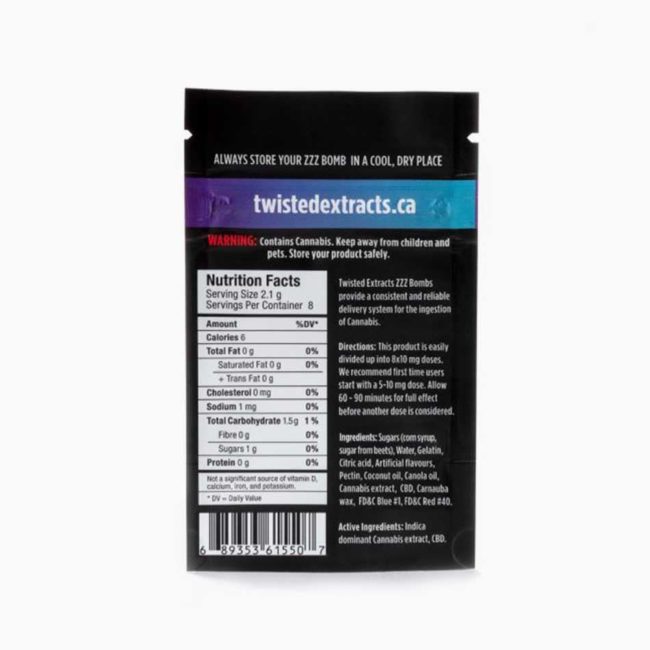TWISTED EXTRACTS BLACK CHERRY 1:1 ZZZ BOMB - (40mg INDICA THC/40mg CBD) - Image 2