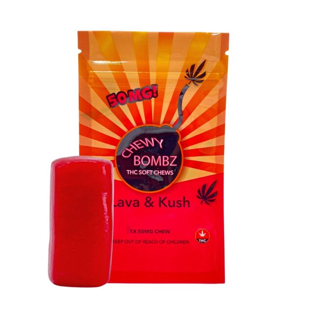 L&K CHEWY BOMBZ FRUIT CHEWS SINGLES (50mg THC) - CHERRY