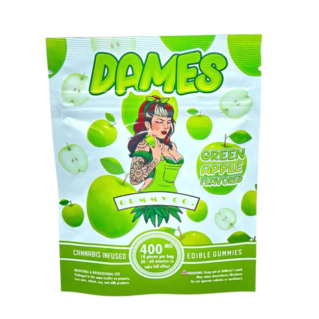 DAMES GUMMY CO - GREEN APPLE 10/pk (400mg THC)