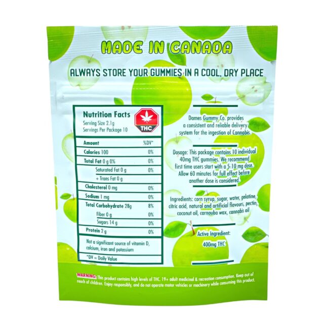 DAMES GUMMY CO - GREEN APPLE 10/pk (400mg THC) - Image 2