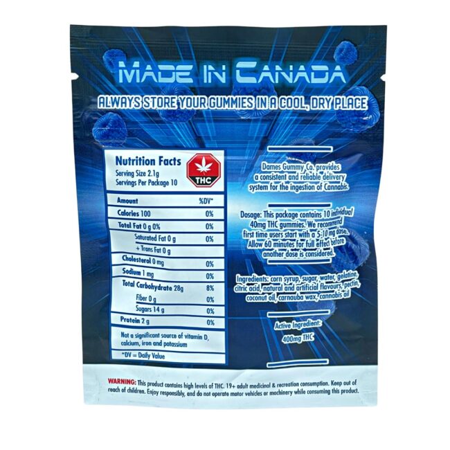 DAMES GUMMY CO - BLUE RASPBERRY 10/pk (400mg THC) - Image 2