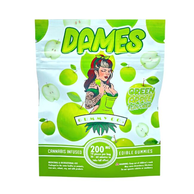 DAMES GUMMY CO - GREEN APPLE 10/pk (200mg THC)