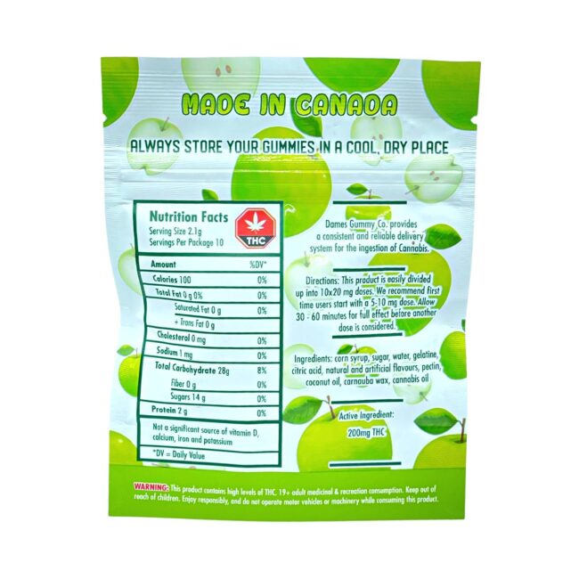 DAMES GUMMY CO - GREEN APPLE 10/pk (200mg THC) - Image 2