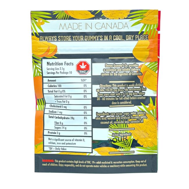 DAMES GUMMY CO - SOUR MANGO 10/pk (200mg THC) - Image 2