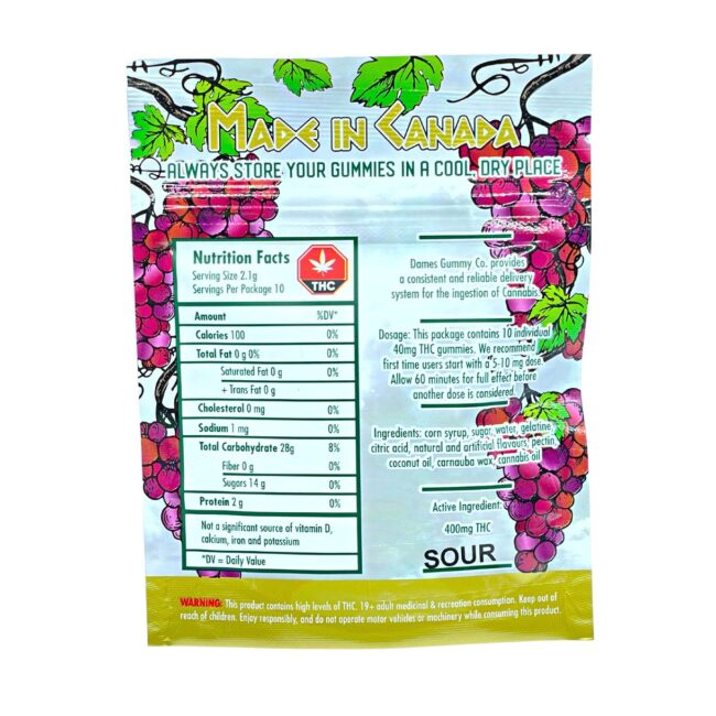 DAMES GUMMY CO - SOUR GRAPE 10/pk (400mg THC) - Image 2
