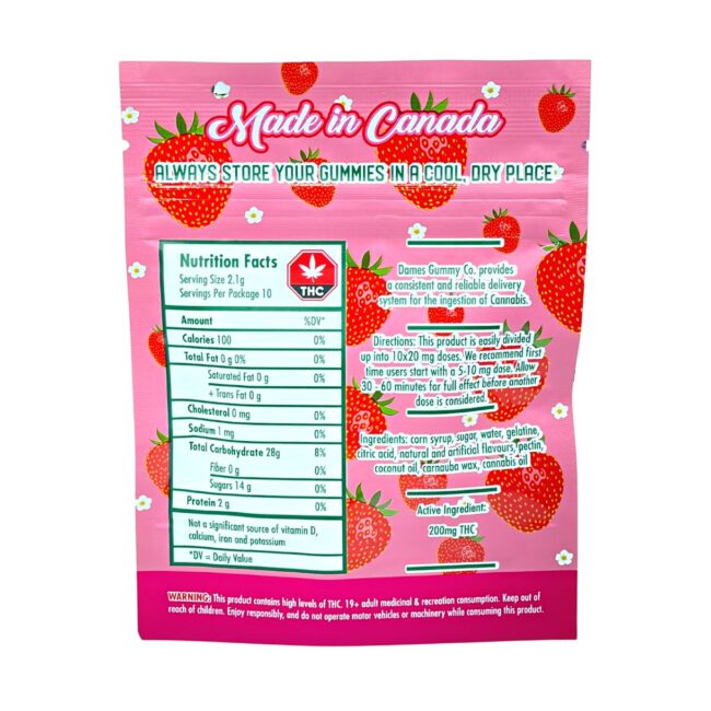 DAMES GUMMY CO - STRAWBERRY 10/pk (200mg THC) - Image 2