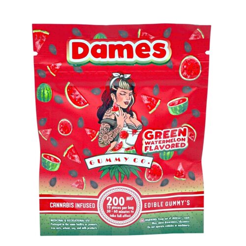 DAMES GUMMY CO - SOUR GREEN WATERMELON 10/pk (200mg THC)