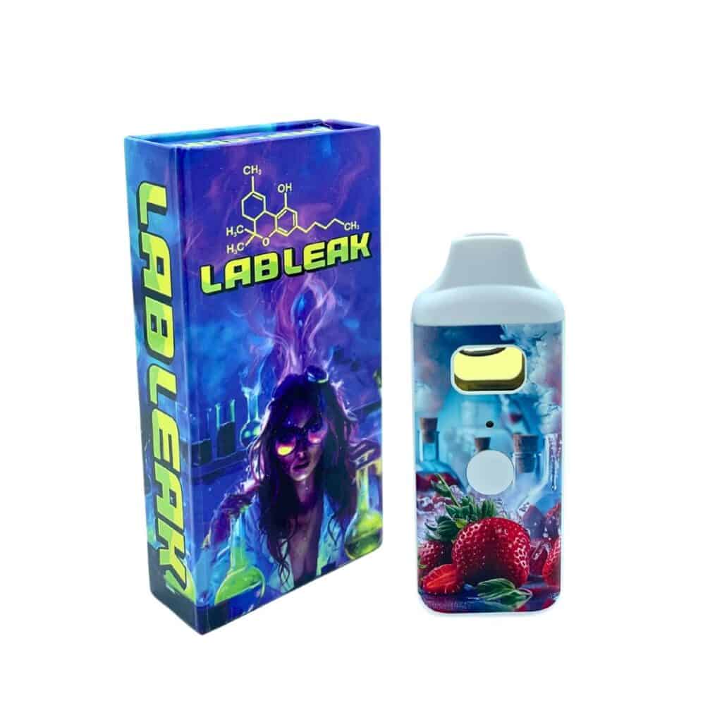 Lab Leak Chaotic Strawberry Serum 2g premium THC vape pod with strawberry design packaging