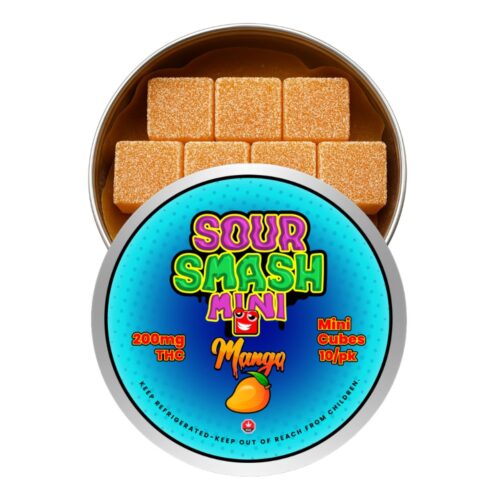 SOUR SMASH MINI CUBES - MANGO 10/pk (200mg THC)