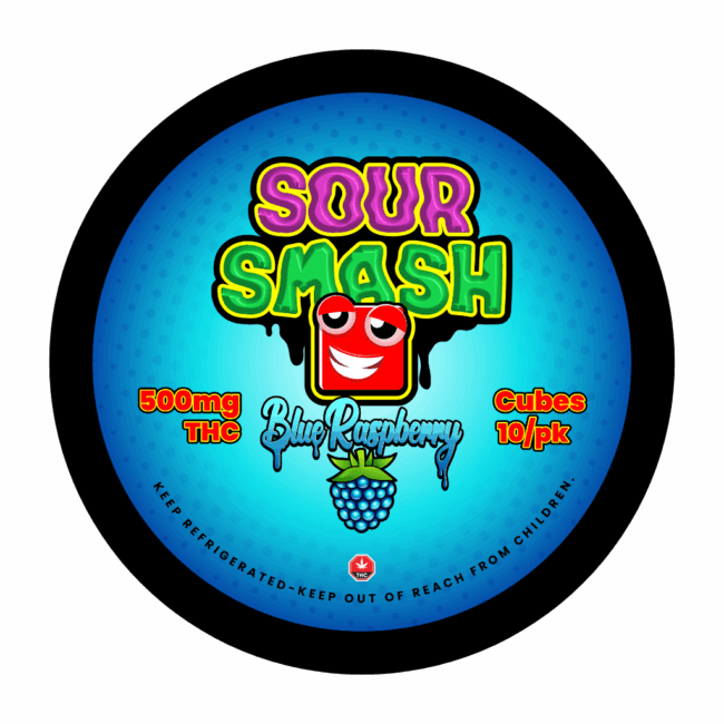 SOUR SMASH CUBES - BLUE RASPBERRY 10/pk (500mg THC) - Image 2