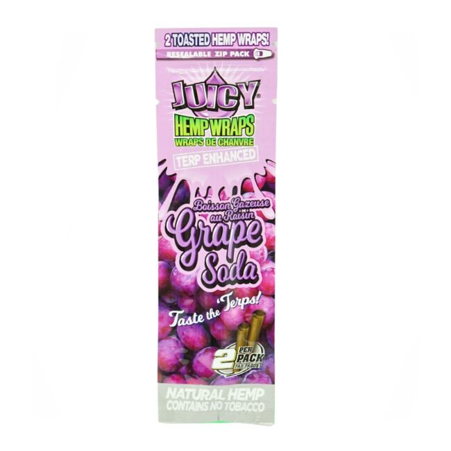 JUICY - GRAPE SODA - 4" NATURAL HEMP WRAPS - (2/pk)