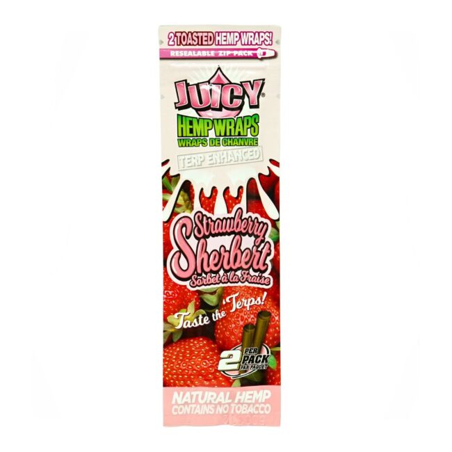 JUICY - STRAWBERRY SHERBERT - 4" NATURAL HEMP WRAPS - (2/pk)