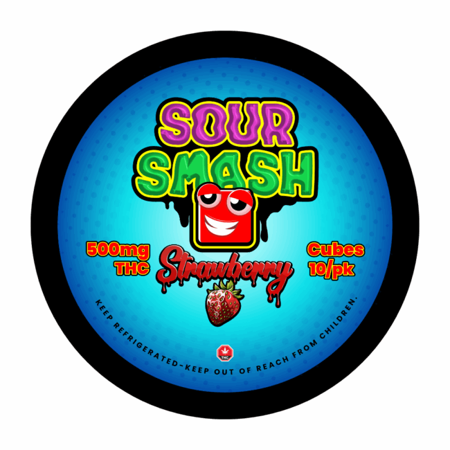 SOUR SMASH CUBES - STRAWBERRY 10/pk (500mg THC) - Image 3