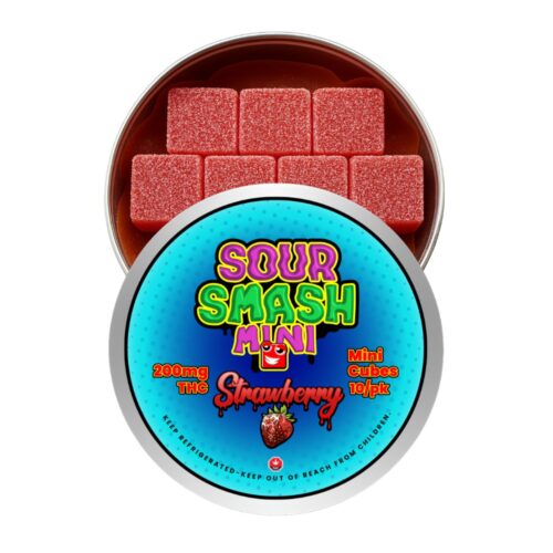 SOUR SMASH MINI CUBES - STRAWBERRY 10/pk (200mg THC)