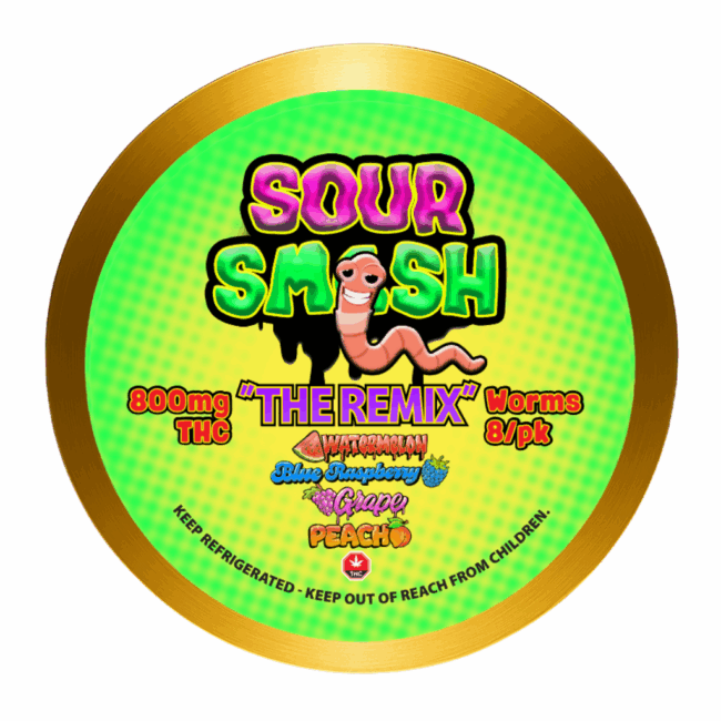 SOUR SMASH WORMS - THE REMIX 8/pk (800mg THC) - Image 3