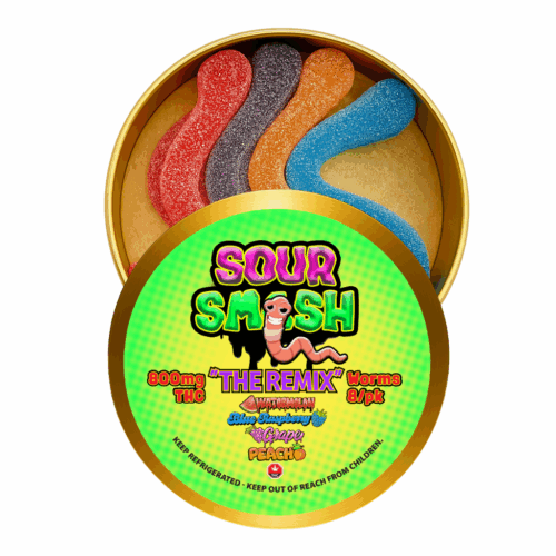 SOUR SMASH WORMS - THE REMIX 8/pk (800mg THC)