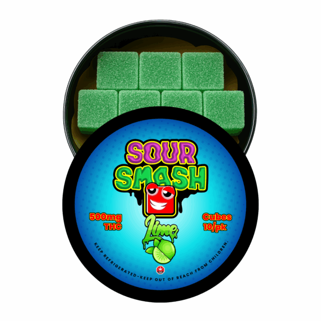 SOUR SMASH CUBES - LIME 10/pk (500mg THC)