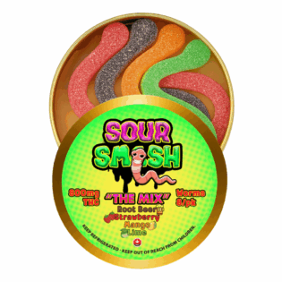 SOUR SMASH WORMS - THE MIX 8/pk (800mg THC)