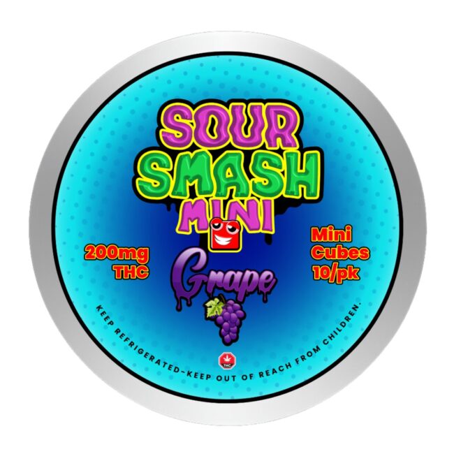 SOUR SMASH MINI CUBES - GRAPE 10/pk (200mg THC) - Image 2