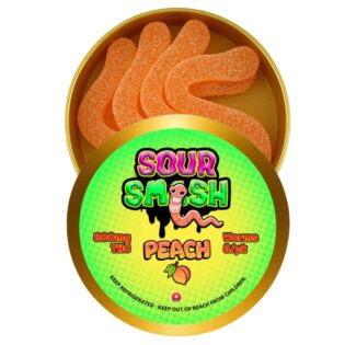 SOUR SMASH WORMS - PEACH 8/pk (800mg THC)