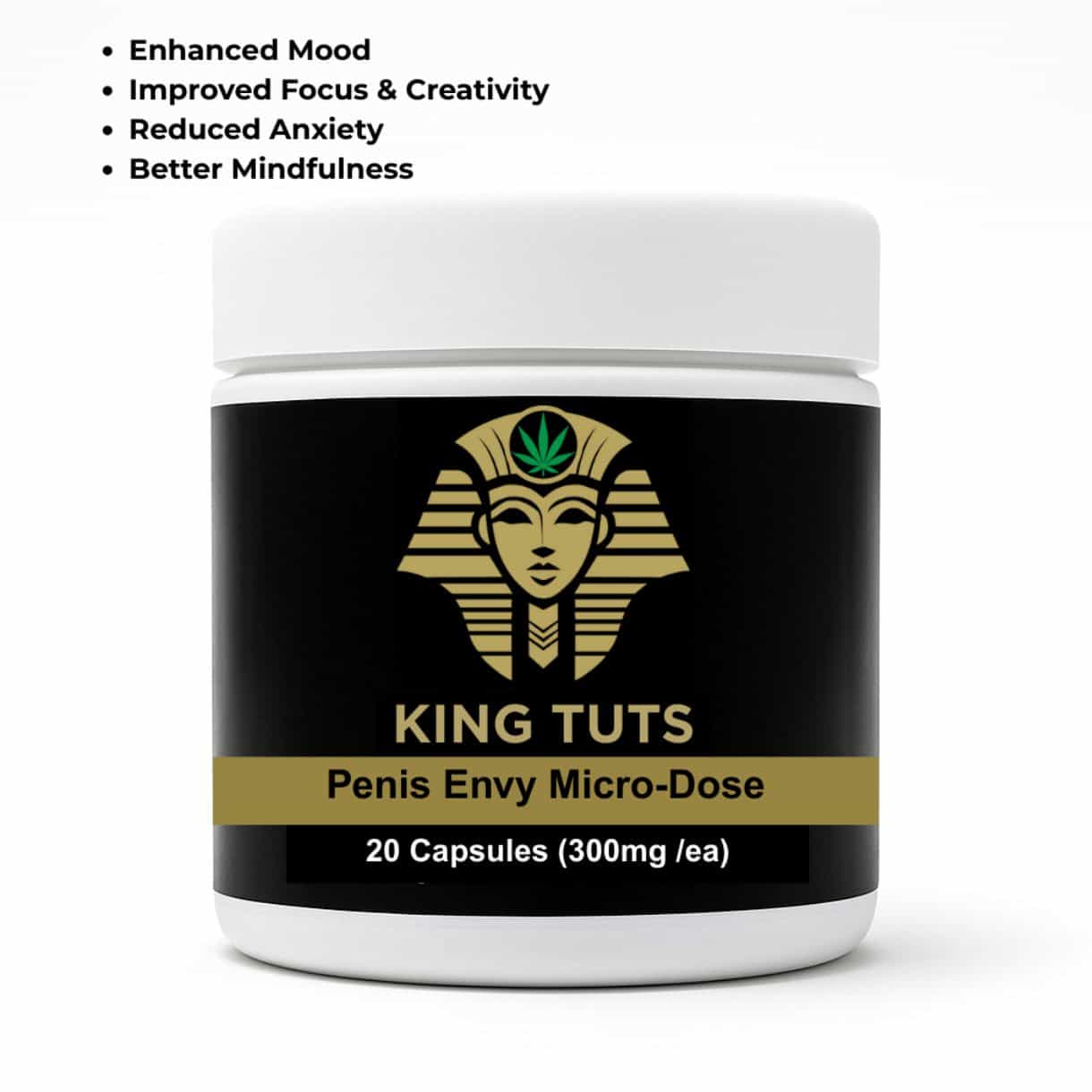 King Tuts Penis Envy 300mg microdose capsules 20 count jar packaging