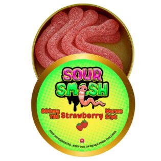 SOUR SMASH WORMS - STRAWBERRY 8/pk (800mg THC)