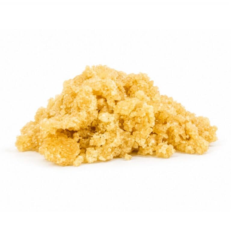 snoop dogg og sugar wax photographed on a crisp white background with visible crystal texture and natural depth