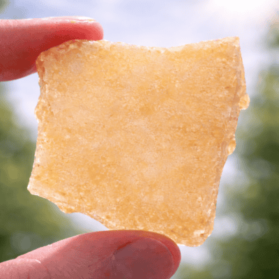 Cloudy cannabis shatter showing poor clarity