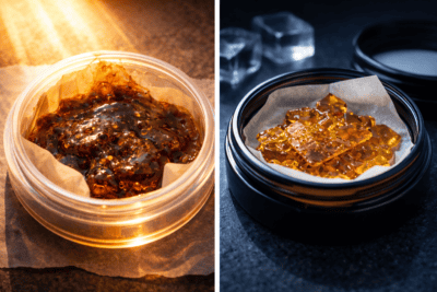 Improper vs proper storage of shatter showing effects of heat and light