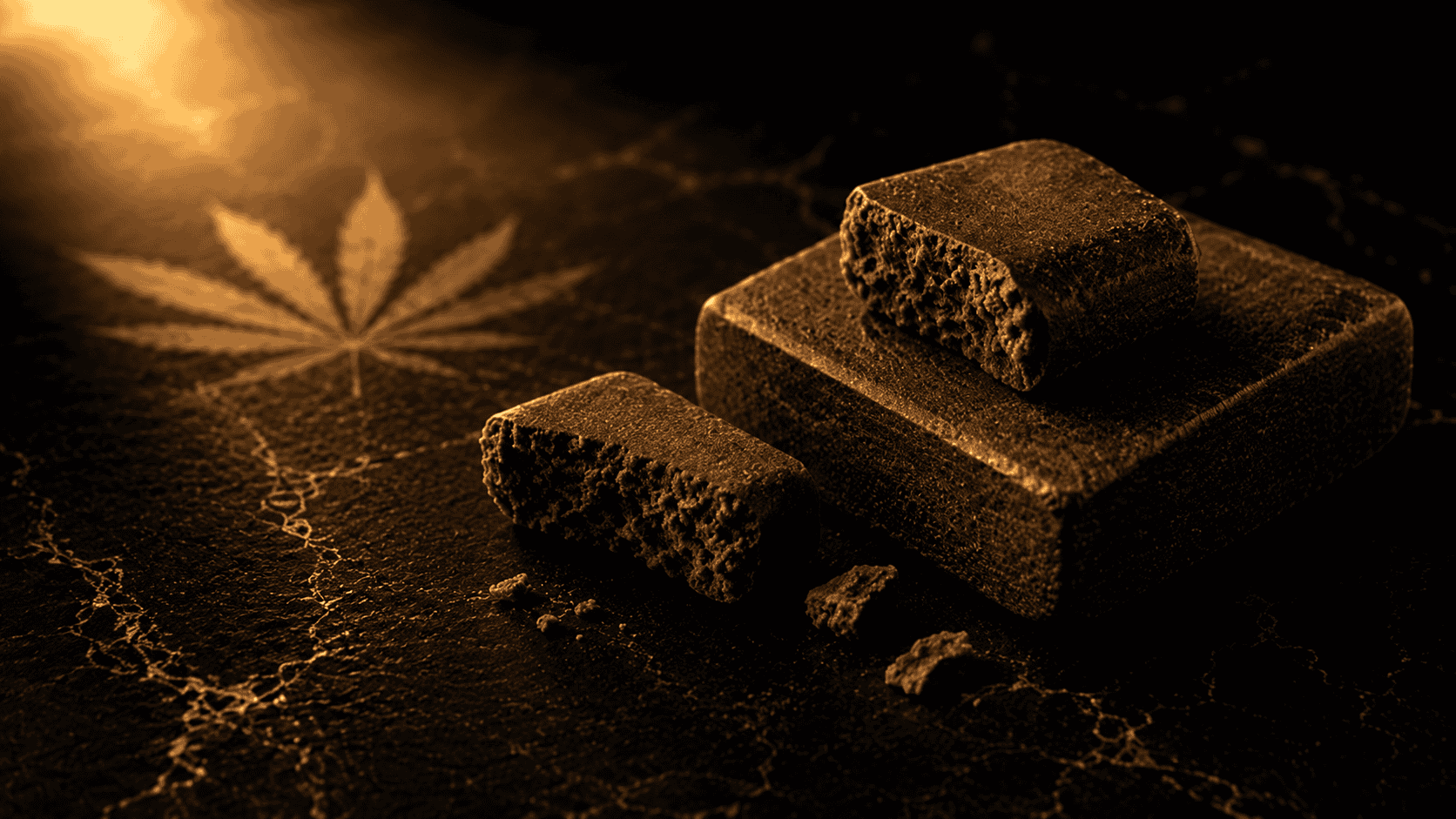 Cannabis hash online Canada guide with traditional hash pieces on a dark background