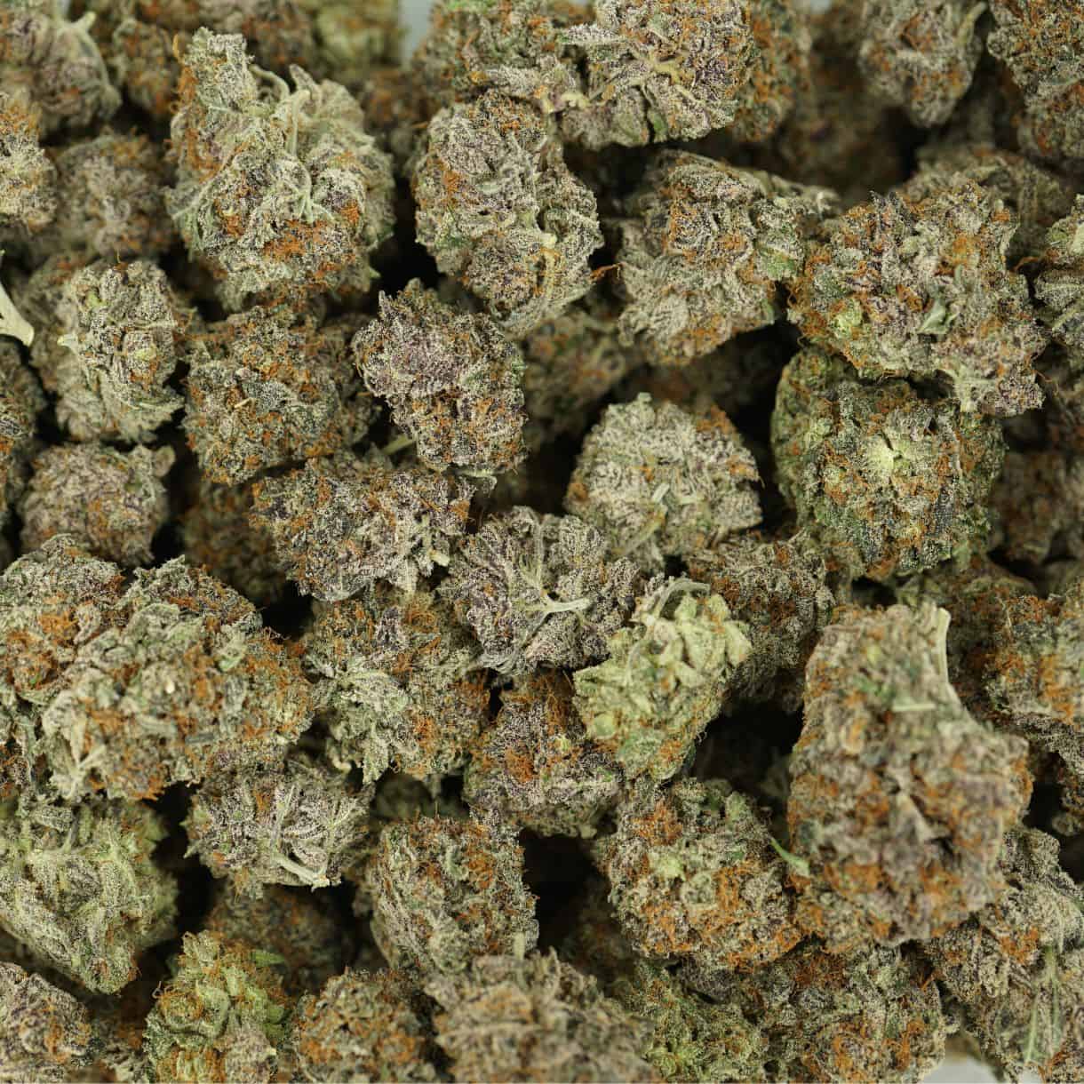 green crack close-up macro of cannabis bud showing dense trichomes, green tones, and orange pistils