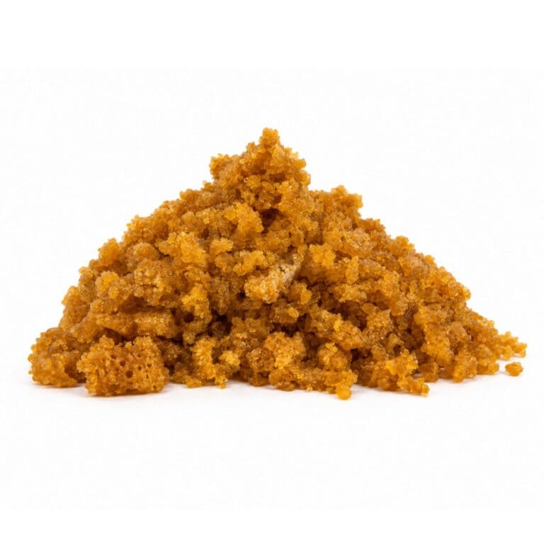 king louie sugar wax photographed on a crisp white background with visible crystal texture and natural depth