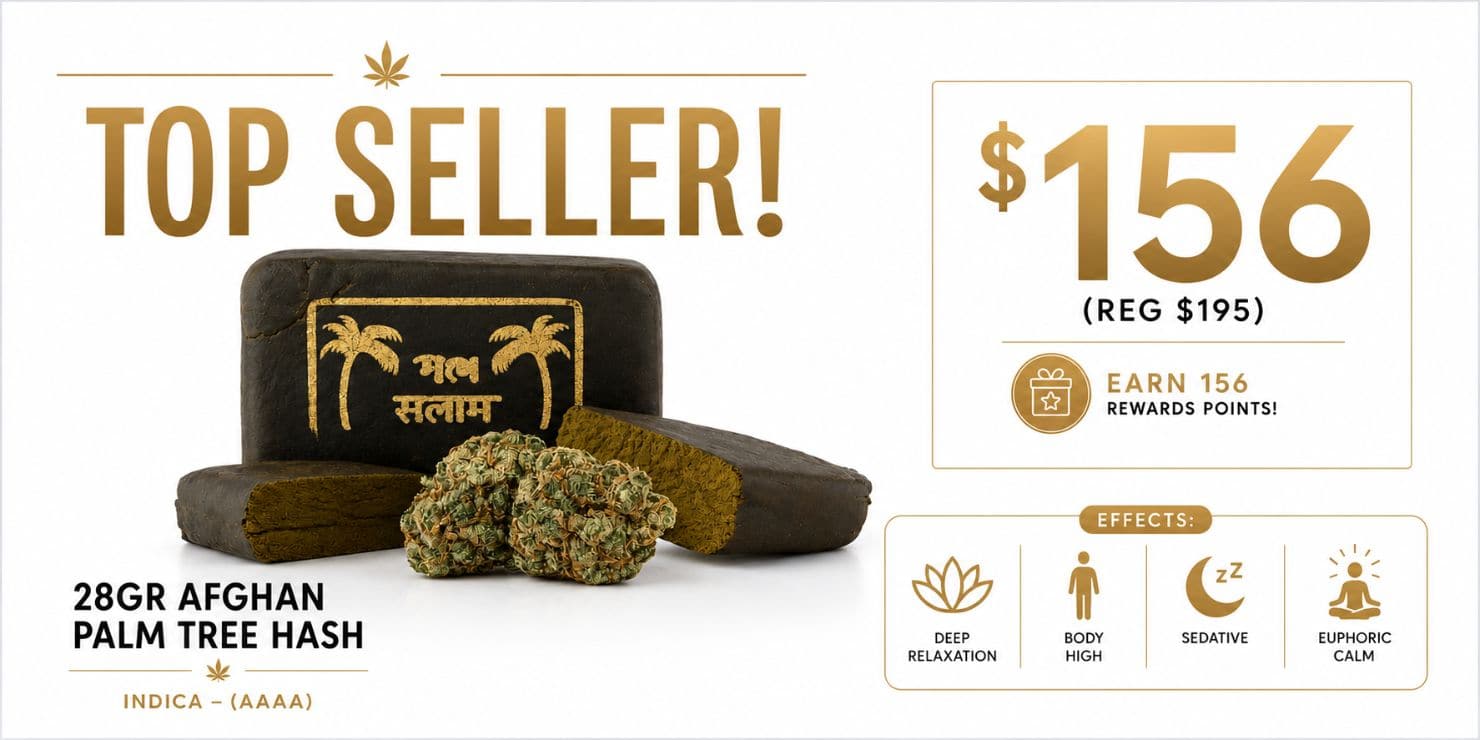 King Tut's Cannabis Afghan Palm Tree Hash 28g on sale for $156 with 156 rewards points