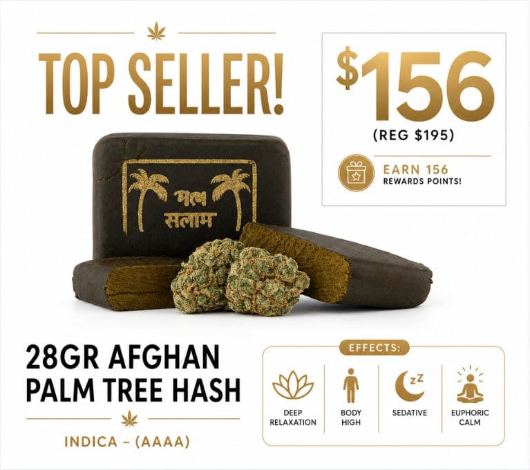 King Tut's Cannabis Afghan Palm Tree Hash 28g on sale for $156 with 156 rewards points