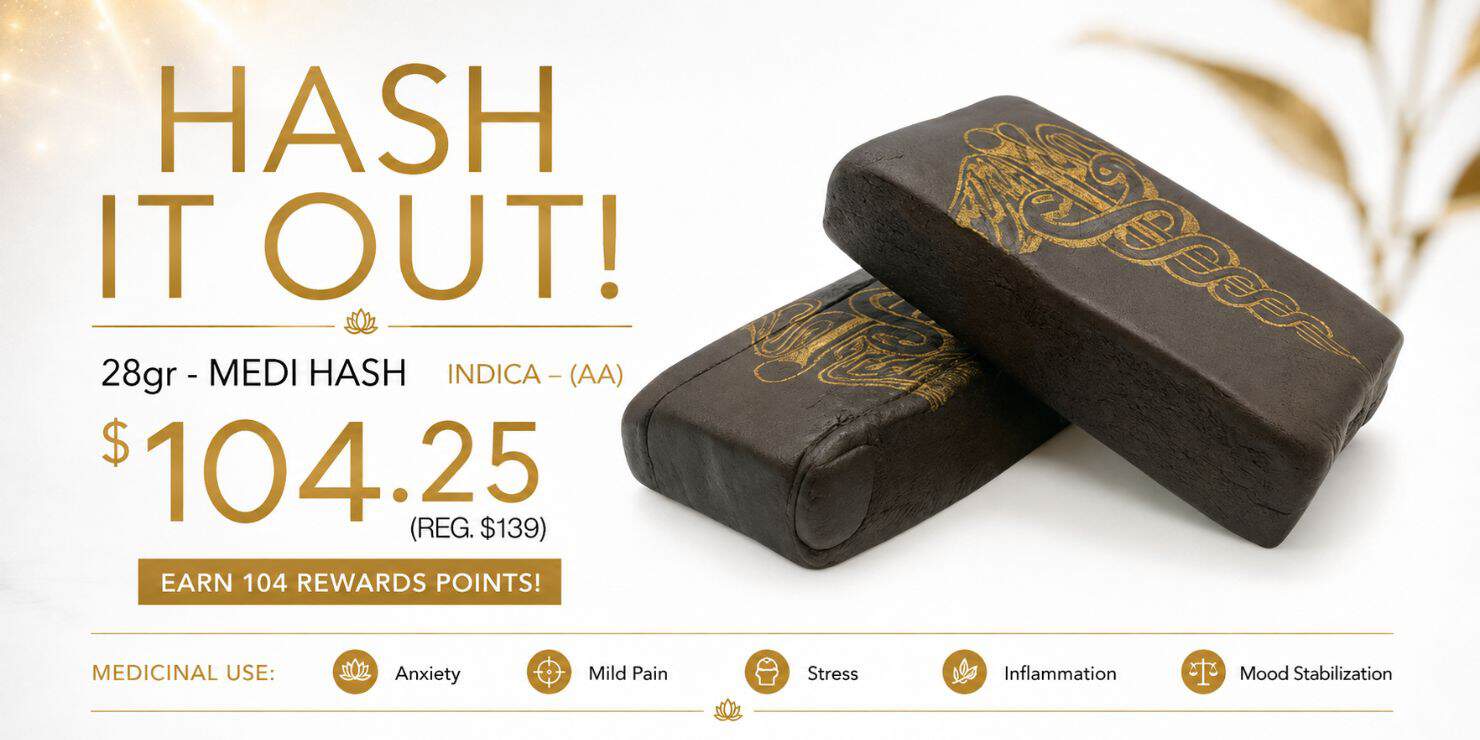 King Tuts Medi Hash Indica AA, 28g for $104.25, regularly $139. Earn 104 rewards points.