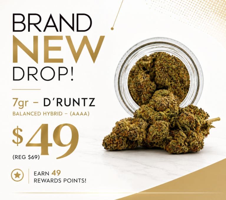 King Tut’s Cannabis brand new drop featuring 7g D’Runtz balanced hybrid flower for $49, regularly $69. Earn 49 rewards points. Effects include euphoric, uplifting, calming, relaxing, and body high.